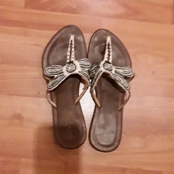 ⚡Black & Whiite Beaded Leather Sandals - Picture 6 of 7